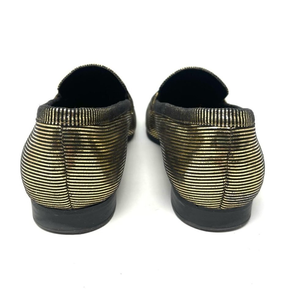 Charles and Keith Black and Gold Metallic Bar Strap Loafer Size 36/ 6 - Picture 5 of 11